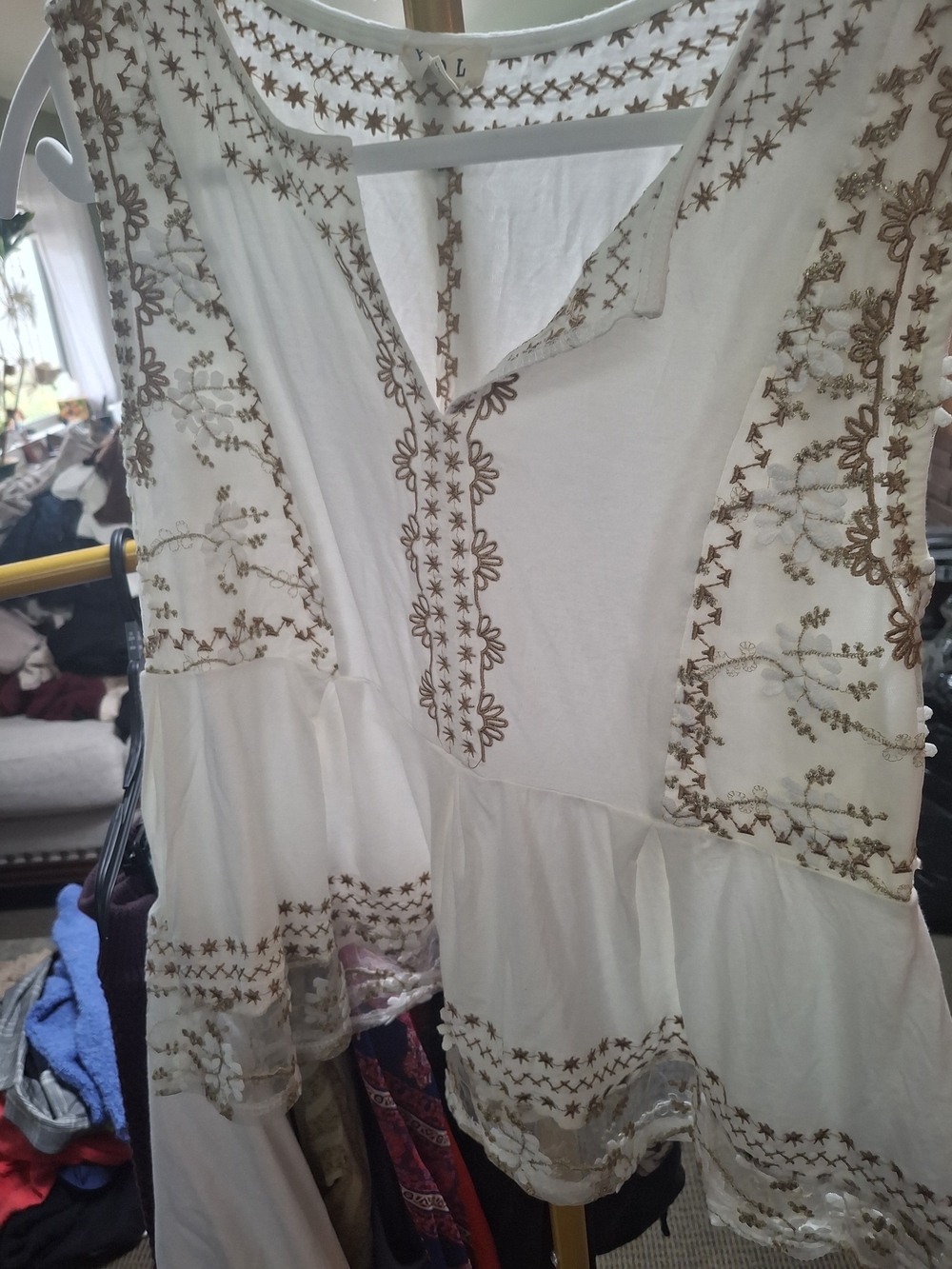 POL Cream Camisole with Gold Embroidered Trim